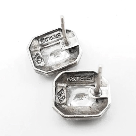 JUDITH JACK Sterling Silver Marcasite Faceted CZ Vintage Earrings - Picture 7 of 16